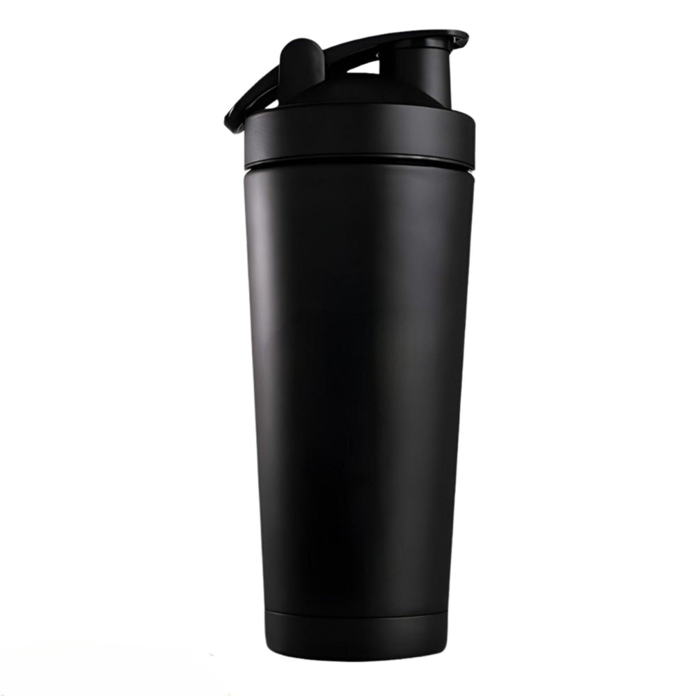 Schwarzer Edelstahl-Shaker ohne Gravur - Klassische Eleganz für dein Fitness-Erlebnis ✓ Leicht, robust und zuverlässig ✓ Entdecke die pure Schönheit und Funktionalität dieses Shakers in 750ml ✓