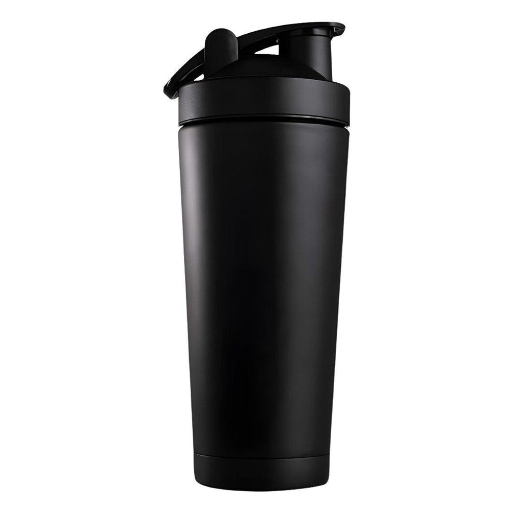 Schwarzer Edelstahl-Shaker ohne Gravur - Klassische Eleganz für dein Fitness-Erlebnis ✓ Leicht, robust und zuverlässig ✓ Entdecke die pure Schönheit und Funktionalität dieses Shakers in 750ml ✓